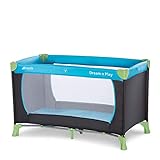 hauck Kinderreisebett Dream N Play ab Geburt bis 15 kg, Klein Zusammenklappbar inkl. Tragetasche und Faltboden, Liegefläche 120 x 60 cm (Water Blue)