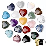 XIANNVXI 20 Stück Glücksbringer Herz Stein Kristalle Edelsteine Set Kristall Rosenquarz Amethyst Herz Liebe Herz Deko Glückssteine Bunte Herzen Steine Set für Chakra Reiki Balancing Valentinstag