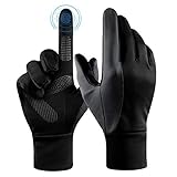 Handschuhe Herren Damen Sporthandschuhe Thermo Touchscreen Fahrrad Männer Fahrradhandschuhe Unterziehhandschuhe Winter (Schwarz-Grau X-groß)