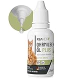 ReaVET Ohrmilbenöl Plus 25 ml sofort wirksames Mittel für Katzen –gegen Ohrmilben mit Kamille für Hund & Katze, Sanfte Pflege bei Juckreiz im Ohr, Ohrentropfen Milben, Ohrenreiniger