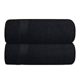 GLAMBURG Baumwolle 2er-Pack Oversized Badetuch-Set 70 x 140 cm, große Badetücher, Ultra saugfähig, kompakt, schnell trocknend und leicht, Schwarz