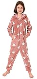 Mädchen Jumpsuit Overall Schlafanzug Pyjama Langarm - Sternenmotiv - 291 467 97 961, Größe:152, Farbe:Rose