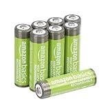 Amazon Basics AA-Batterien mit hoher Kapazität, NiMH, wiederaufladbar, 2400 mAh, vorgeladen, 8 Stück