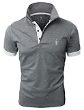 GLESTORE Poloshirt Herren, T Shirts Männer, Hemd Herren Kurzarm Giraffe Stickerei T-Shirt Sommer Slim Fit Golf Sports Grau 3XL