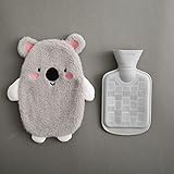 Premium Wärmflasche mit Weichem Bezug Abnehmbare 0.5 Liter Kinderwärmflasche Sichere und Haltbare Naturkautschuk Warm Hot Water Bottle Beste Geschenk (Koala-Grau)