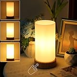 HSLighting Nachttischlampe: Touch Dimmbar Tischlampe mit Glas Lampenschirm Night Light Glühbirne 3 Helligkeitsstufen Einstellbar Nachtischlampe Tischleuchte Minimalistische für Lesen Wohnzimme