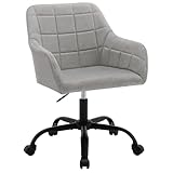 WOLTU Schreibtischstuhl drehbar, Schminktisch Stuhl, Drehstuhl mit Rollen, Bürostuhl ergonomisch, Sessel höhenverstellbar, für Home Office, Schlafzimmer, Büro, Stoff, Grau+schwarz, BS164gr