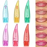 Jeffbaubl 6 Stück Aloe Vera Lippenöl, Temperaturwechselnder Lipgloss, Feuchtigkeitsspendender Getönter Lippenbalsam, Nährstoffreicher Lipgloss für Trockene Lippen, Make-up Kosmetik