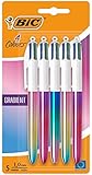 BIC 4 Farben Kugelschreiber Set 4 Colours Gradient, 5er Pack in Metallic-Farbverlauf, nachfüllbar, Ideal für das Büro, das Home Office oder die Schule