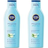 NIVEA SUN Pflegende After Sun Lotion (250 ml), Lotion mit hautberuhigender Wirkung nach dem Sonnenbad, After Sun mit Bio-Aloe Vera und Hyaluron für 48h Feuchtigkeit (Packung mit 2)