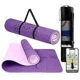 LA MENTE ES MARAVILLOSA - Gymnastikmatte, Rutschfest Yogamatte inkl. Tragegurt + Tasche + Übungs-E-Book, Gepolstert, Hautfreundliches TPE für Fitness/Pilates/Workout 183x61 cm (Blumen, Lila/Rosa)