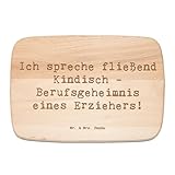 Mr. & Mrs. Panda Frühstücksbrett Spruch Erzieher Kindisch - Geschenk, Berufsgeheimnis, Berufsliebe, Holzbrett, Frühstücksbrettchen, Dankeschön,