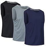 HUAKANG 3 Pack Tank Top Herren Ärmelloses Shirt Fitness Achselshirt Unterhemd Schnelltrocknendes Tanktop Gym Muskelshirt Sleeveless Funktionsshirt Sport Laufshirt für Männer(0303 Black Gray Navy-XL)