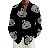 Herrenhemd Langarm 4XL Langarm mit Aufdruck Herbst Winter Halloween T Shirt Herren Schwarz Muster, grau, 6X-Large