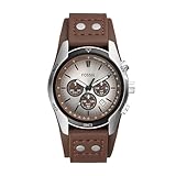 Fossil Coachman uhr für Herren, Chronographenwerk mit Edelstahl- oder Lederarmband, Braun, 45MM