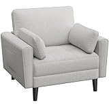 Yaheetech 1 Sitzer Sofa, Loveseat, Kleine Sofa mit 2 Kissen und Armlehnen, Moderne Leinen Couch Sofa, Couch Loungesofa Set, Bequemes Sofa Set für Wohnzimmer, Schlafzimmer, Graubeige