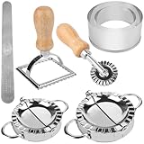 Ezydka Ravioli Former Set 7 Stück Ravioli Maker, Edelstahl Dumpling Maker Teigtaschenformer Mit Ravioli Ausstecher und Teigrädchen für Dumpling Ravioli machen