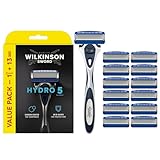 WILKINSON SWORD - Hydro 5 Rasierer für Männer | Feuchtigkeitsspendendes Gel und umklappbarer Trimmer | Rasierer + 13 Rasierklingen