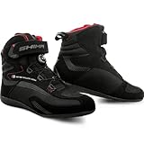 SHIMA EXO Motorrad Schuhe Herren Leder ATOP Verschluss Motorradstiefel Protektoren Sneaker Rutschfeste Sohle Knöchelstütze Seitlicher Bikerboots (Schwarz, 47)