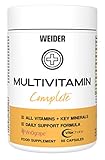 WEIDER Multivitamin Komplex Kapseln hochdosiert A-Z, mit Vitamin D3 K2, B-Komplex, Mineralstoffen & wertvollen Pflanzenstoffen in Premiumqualität, Laborgeprüft, für ein gesundes Immunsystem, 90 Caps