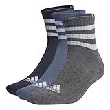 adidas Unisex 3 Stripes Cushioned Sportswear Mid Cut Socks 3 Pair Pack Füßlinge, legend ink/preloved ink/dark grey heather,