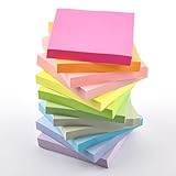 Annvchi 1200 Pcs Haftnotizen,76 mm x 76 mm,12 Farben,100 Blatt pro Farbe,Sticky Notes,Klebezettel,Einfach zu Schreiben und Aufzukleben,Wiederverwendbar,Geeignet für Zuhause, Schule und Büro