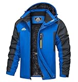 TACVASEN Herren Wasserdicht Winter Skijacke Warme Snowboardjacke Outdoorjacke Gefüttert Winterjacke (M, Blau)