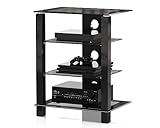 FITUEYES TV Rack HiFi Regal Audio Schrank Glas und Alu Höhenverstellbares Regal AS406003GB