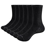 YUEDGE 6 Paar Sportsocken Herren Wandersocken Trekkingsocken Atmungsaktiv Baumwolle Tennissocken für Herren Sneaker Socken 39-42 Schwarz