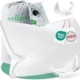 Welldora Premium Kopfkissen 40x80 | 100% natürliche Daunenfasern & Federn | Ergonomisch optimiert 3 Kammern Nackenstützkissen | Mittelfestes Kissen fachärztlich geprüft, Oeko-Tex zert. in Deutschland