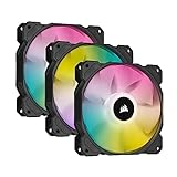 Corsair iCUE SP120 RGB ELITE Performance 120mm-PWM-Lüfter 3er-Pack mit iCUE Lighting Node CORE (CORSAIR AirGuide-Technologie, Acht Ansteuerbare RGB-LEDs, Leise 18 dBA, Bis zu 1.500 U/min) Schwarz