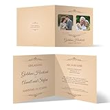 Individuelle Goldene Hochzeit Einladungskarten/Goldhochzeit Einladungen 50 Jahre - Zeitsprung Motiv, mit 2 Ihrer Fotos (früher und heute), 300g/qm Kartonpapier Klappkarten, 10 bis 100 Stück