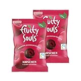 FruitySouls - Gefriergetrocknete Kirschen mit Zartbitter-Schokolade | 2 Pack (160g) | Vegan | Schokolierte Früchte | Gefriergetrocknete Früchte mit knackigem Zartbitter-Schokomantel