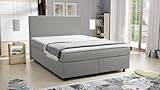 Kuechen-preisbombe Boxspringbett Hotelbett 140x200 Bonellfederkern Bett mit Topper Paxos 1 hellgrau