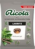 Ricola Lakritz, Original Schweizer Kräuter-Bonbons mit 13 Schweizer Alpenkräutern, zuckerfrei, für wohltuenden Genuss, 1 x 75g, vegan