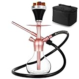 REANICE 14'Shisha Wasserpfeifen Set, tragbare Premium Shisha mit Schutzhülle, Silikon Edelstahl-Rauchschale, Edelstahl Holzkohle Rack