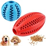 YiliYa 2 Stück Hundebälle mit Zahnpflege, Funktion Noppen Hundespielzeug aus Naturkautschuk, Robuste Hundebälle Ø 6cm und Ø 11,5cm, Hundespielball für Große & Kleine Hunde（Blau+Rot）