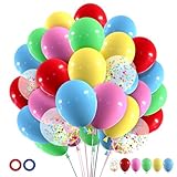 Luftballons Bunt,60 Stück 12 Zoll Bunt Konfetti Latex Helium Ballons,Rot Gelb Grün Blau Rosa für Mädchen Junge Geburtstag Baby Party Hochzeit Boho Brautparty Deko