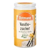 Ostmann Gewürze – Vanillezucker mit Bourbon Vanille | Zucker mit Extrakt aus Bourbon-Vanilleschoten | Zum Verfeinern von Kuchen, Desserts & Co | 45 g im Streuer