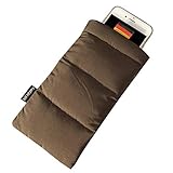 SAFACUS Thermo Handyhülle Tasche Universal Daunen Pouch Handysocke für Handy oder Handykette Winter Handyhülle für iPhone 11 Pro,X, 8,8 Plus 7 7 Plus 6,Samsung Galaxy (Brown)