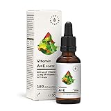 AURA HERBALS® Vitamin A + E Forte 900 Tropfen - Flüssig 30ml - Natürliche Vitamin E - Vegan - Einfache Komposition - Ohne Zusatzstoffe - Hochdosiert - Hohe Bioverfügbarkeit - In Olivenöl