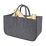 Umifica Holztragetasche - Tragbare Feuerholztasche aus Filz,Brennholz-Sammeltasche, Filzkorb für Holz, Brennholz und Zeitungen (schwarz oder grau)