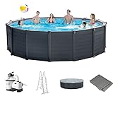 Intex Schwimmbad Ø 478 x 124 cm Gestellbecken Set Graphit