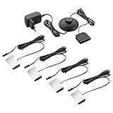 SEBSON Vitrinenbeleuchtung 4er Set - Glasbodenbeleuchtung LED inkl. 12V Netzteil mit Schalter - LED Clips warmweiß - Glaskantenbeleuchtung für Vitrinie, Regal, Tisch