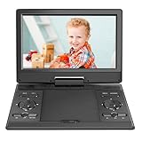 14,9’’ Tragbarer DVD Player mit 12,1’’ HD Bildschirm Display, Wiederaufladbare Batterie, Unterstützung für USB/SD/AV-Übertragung, Sync TV/Projektor Bildschirm, Schwarz, YOOHOO