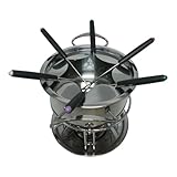 Yunnaty Fonduetopf-Set Fonduetopf Mehrzweck-Outdoor-Camping mit 6 Stäbchen Edelstahl Schokoladenkäsefonduetopf