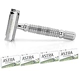 Van De Boos Rasierhobel - Eleganter Safety Razor für Damen & Herren - Zero Waste Rasierhobel Butterfly - Nassrasierer Set inkl. 20 Rasierklingen von Astra - Rasier Set für Frauen & Männer