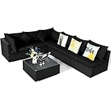 Furniture Sets 7PCS Patio Rattan Sofa Set Sectional Conversation Furniture Set Garden Black Comfortable Sofa Set Best Gift