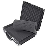 HMF 14531-02 Alu Fotokoffer, Waffenkoffer mit Rasterschaumstoff | 36,5 x 29 x 12 cm | Schwarz