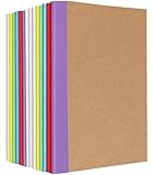 CACASO Notizbücher, A5, Kraftpapier, Notizbücher mit Regenbogenrücken, Kompositions-Notizbuch, breit liniert, Reisetagebücher für Büro und Zuhause, 60 Seiten, 21,1 x 14 cm, 8 Farben, 16 Stück